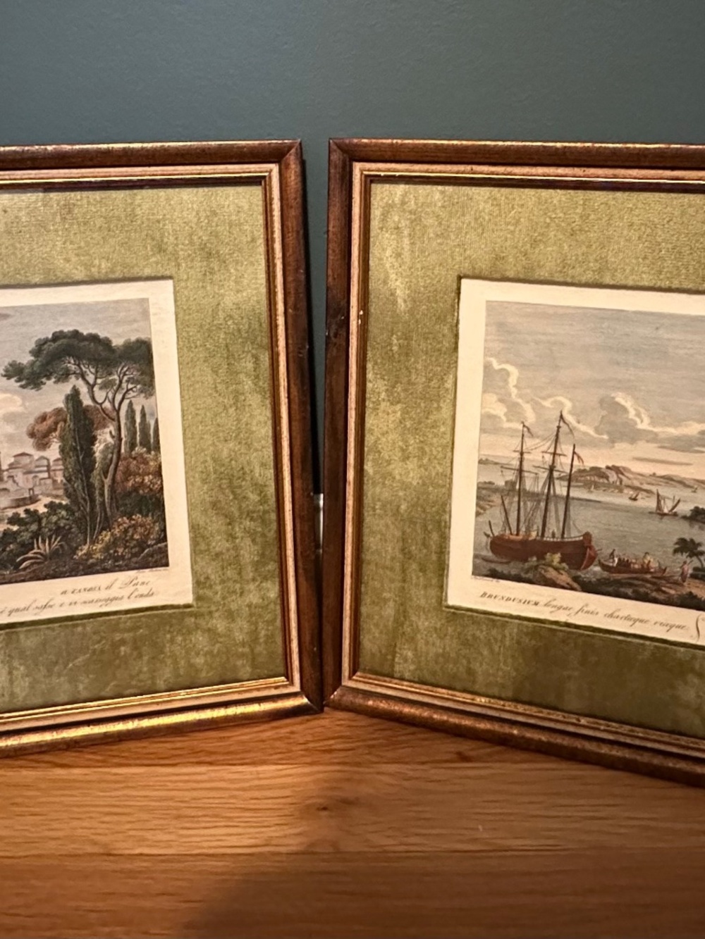 2 vintage Hand Engravings Pietro Parboni, S Pomardi Painting Art Print Italian